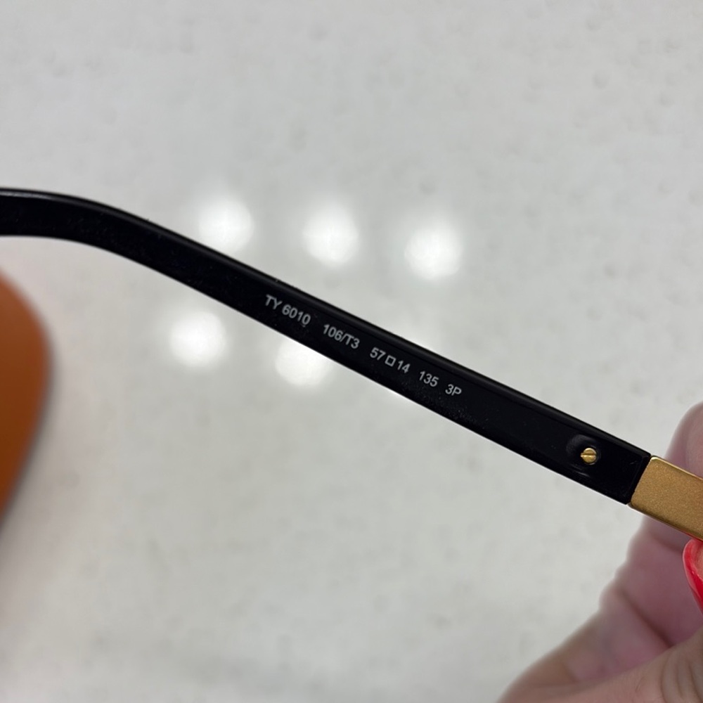 Tory Burch Gold and Black Aviator Sunglasses - Picture 3 of 7